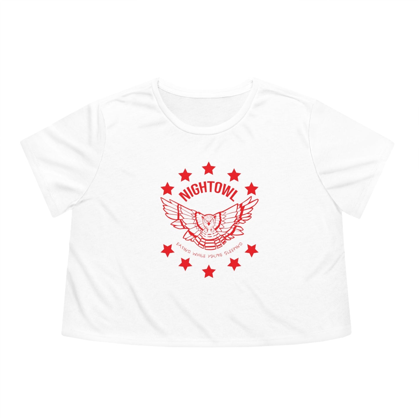 "Nightowl" Women's Flowy Cropped Tee - Red eYe Clique HQ