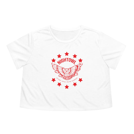 "Nightowl" Women's Flowy Cropped Tee - Red eYe Clique HQ
